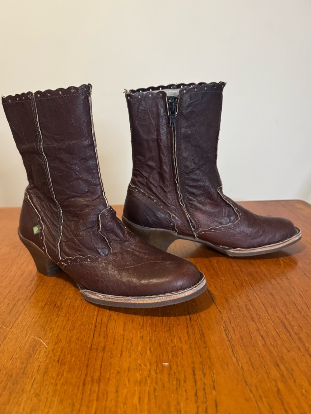 El Naturalista Women’s Brown Leather Ankle Boots Victorian Prairie Sz EU 36